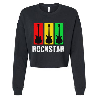 Rockstar Vintage Guitar Cropped Pullover Crew