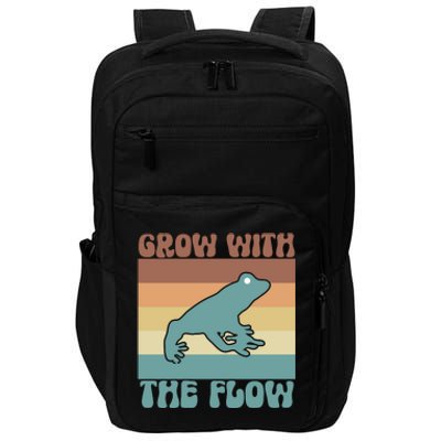 Retro Vintage Grow With The Flow Kawaii Frog Gift Impact Tech Backpack