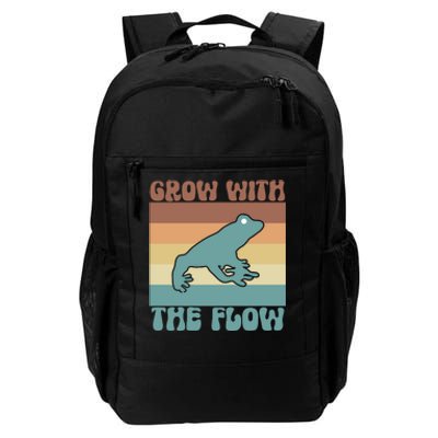 Retro Vintage Grow With The Flow Kawaii Frog Gift Daily Commute Backpack