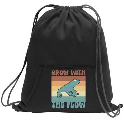 Retro Vintage Grow With The Flow Kawaii Frog Gift Sweatshirt Cinch Pack Bag