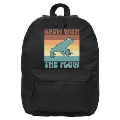 Retro Vintage Grow With The Flow Kawaii Frog Gift 16 in Basic Backpack