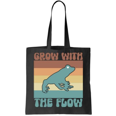 Retro Vintage Grow With The Flow Kawaii Frog Gift Tote Bag