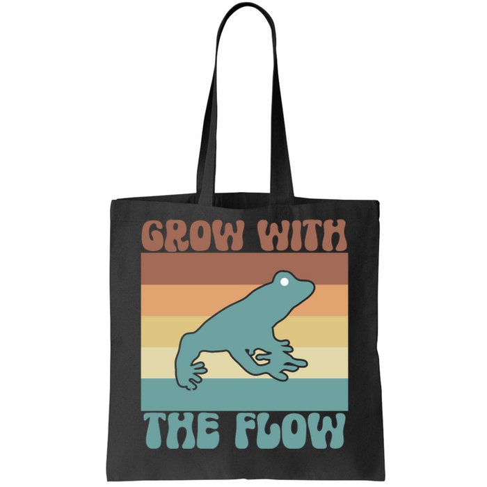 Retro Vintage Grow With The Flow Kawaii Frog Gift Tote Bag