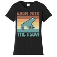 Retro Vintage Grow With The Flow Kawaii Frog Gift Women's T-Shirt