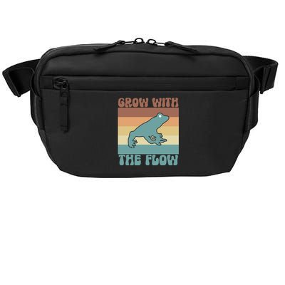 Retro Vintage Grow With The Flow Kawaii Frog Gift Crossbody Pack