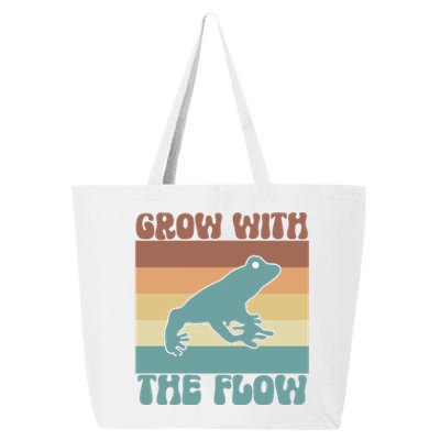 Retro Vintage Grow With The Flow Kawaii Frog Gift 25L Jumbo Tote