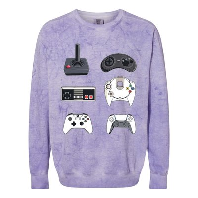 Retro Video Game Controllers Funny Gaming Colorblast Crewneck Sweatshirt