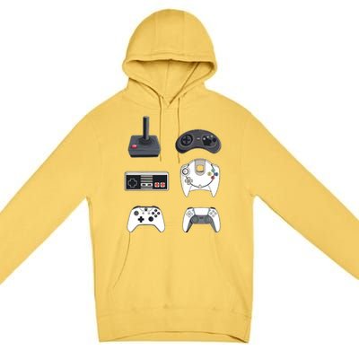 Retro Video Game Controllers Funny Gaming Premium Pullover Hoodie