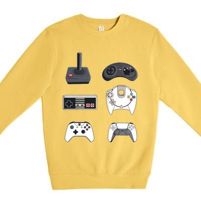 Retro Video Game Controllers Funny Gaming Premium Crewneck Sweatshirt