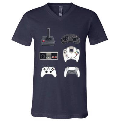 Retro Video Game Controllers Funny Gaming V-Neck T-Shirt