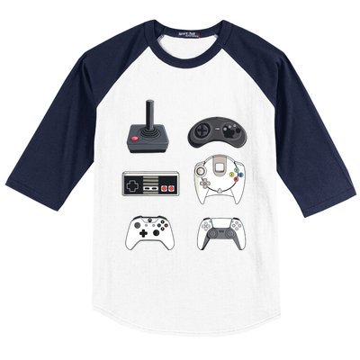 Retro Video Game Controllers Funny Gaming Baseball Sleeve Shirt