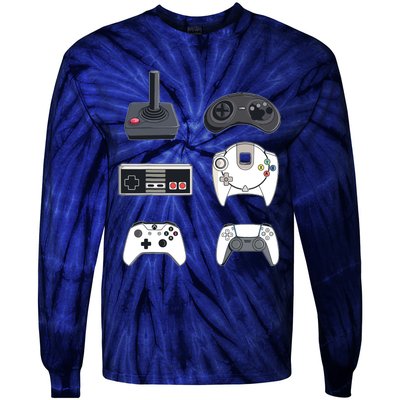 Retro Video Game Controllers Funny Gaming Tie-Dye Long Sleeve Shirt