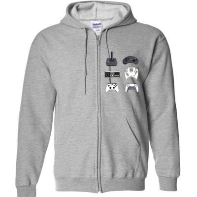 Retro Video Game Controllers Funny Gaming Full Zip Hoodie