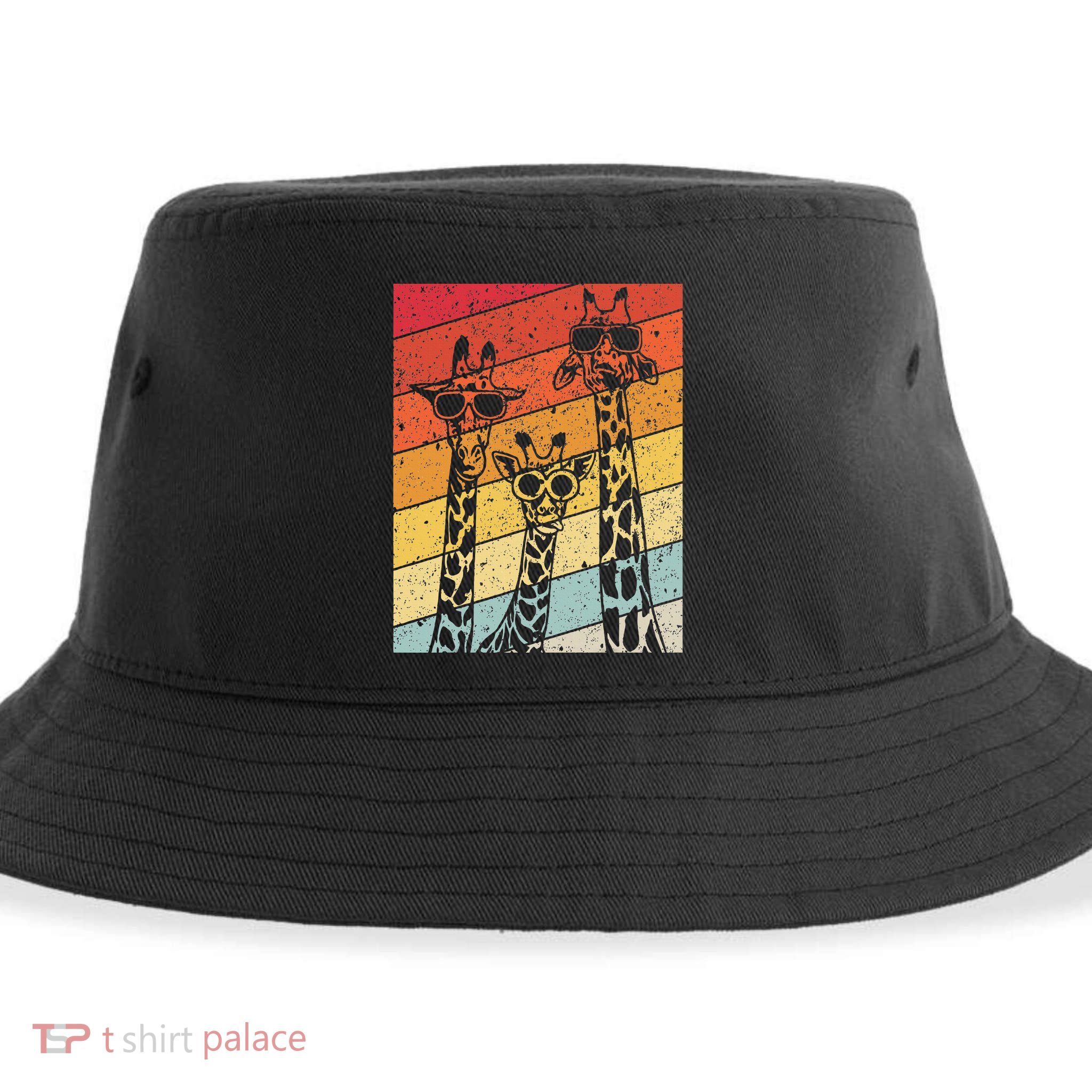 Retro Vintage Giraffe Sunglasses Gifts Funny Animal Lover Sustainable Bucket Hat
