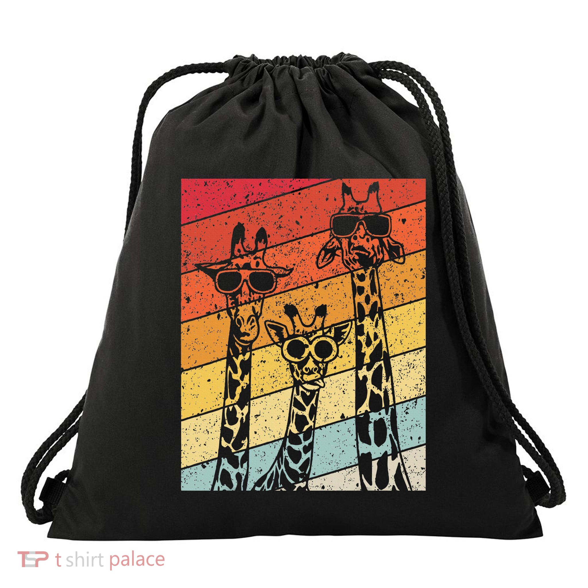 Retro Vintage Giraffe Sunglasses Gifts Funny Animal Lover Drawstring Bag