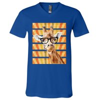 Retro Vintage Giraffe Sunglasses Funny Animal Lover Cool Gift V-Neck T-Shirt