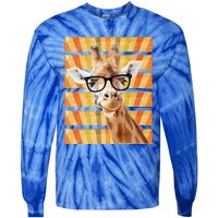 Retro Vintage Giraffe Sunglasses Funny Animal Lover Cool Gift Tie-Dye Long Sleeve Shirt