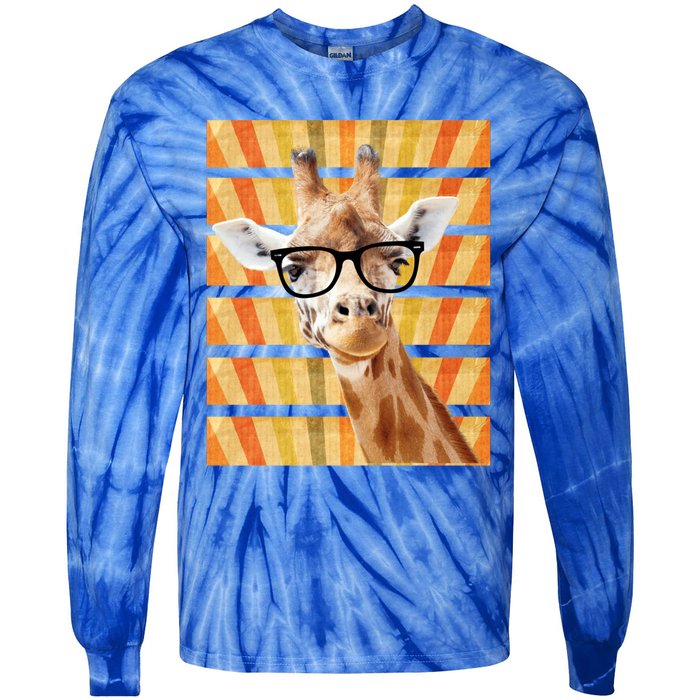 Retro Vintage Giraffe Sunglasses Funny Animal Lover Cool Gift Tie-Dye Long Sleeve Shirt