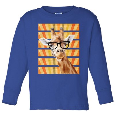 Retro Vintage Giraffe Sunglasses Funny Animal Lover Cool Gift Toddler Long Sleeve Shirt