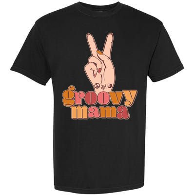 Retro Vintage Groovy Mama Peace Sign Garment-Dyed Heavyweight T-Shirt