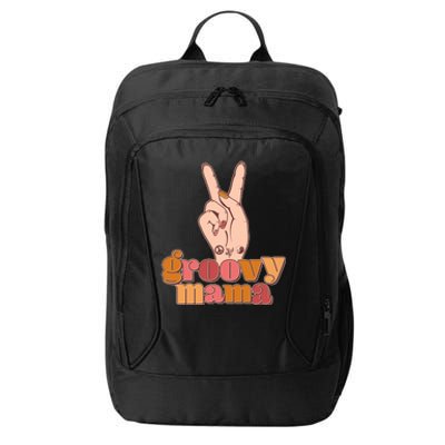 Retro Vintage Groovy Mama Peace Sign City Backpack