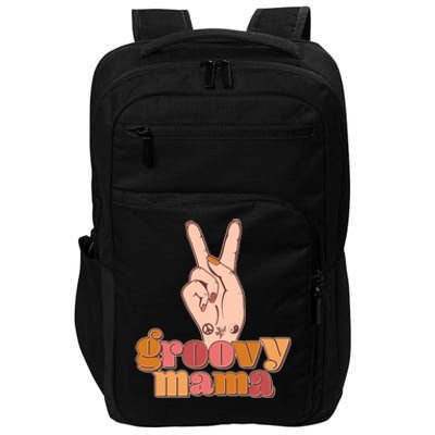 Retro Vintage Groovy Mama Peace Sign Impact Tech Backpack