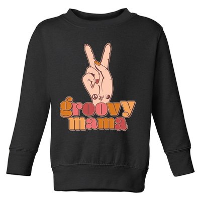 Retro Vintage Groovy Mama Peace Sign Toddler Sweatshirt