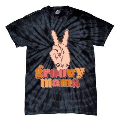 Retro Vintage Groovy Mama Peace Sign Tie-Dye T-Shirt
