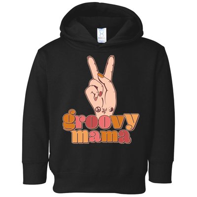 Retro Vintage Groovy Mama Peace Sign Toddler Hoodie