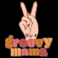 Retro Vintage Groovy Mama Peace Sign Full Zip Hoodie