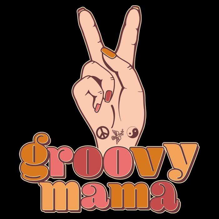 Retro Vintage Groovy Mama Peace Sign Full Zip Hoodie