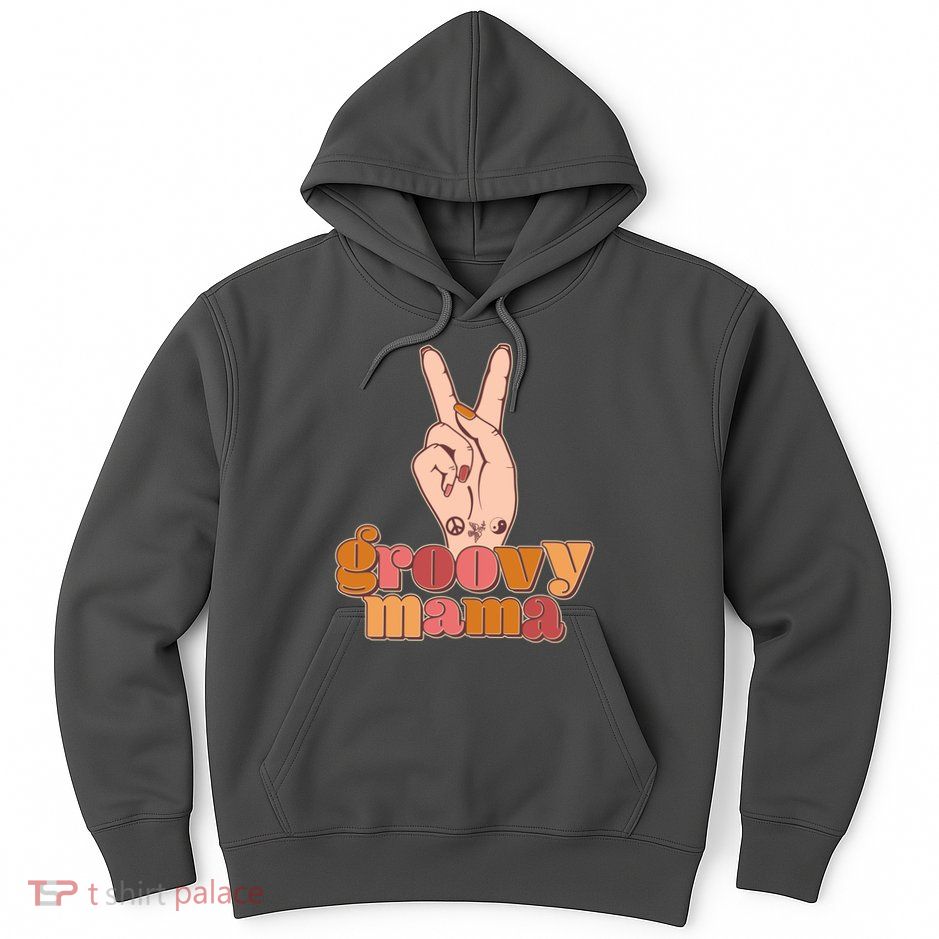 Retro Vintage Groovy Mama Peace Sign Hoodie