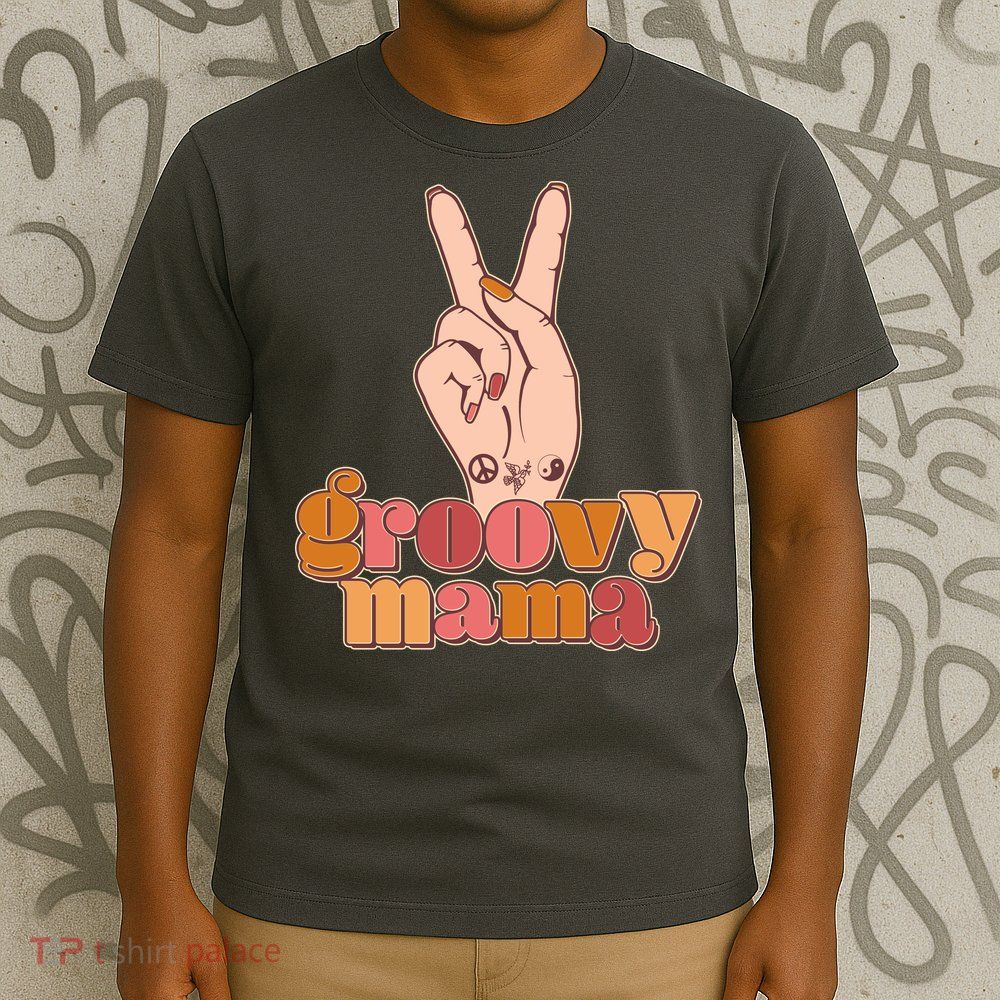 Retro Vintage Groovy Mama Peace Sign T-Shirt