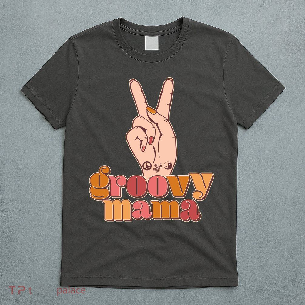 Retro Vintage Groovy Mama Peace Sign T-Shirt