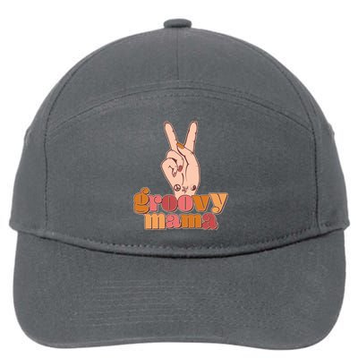 Retro Vintage Groovy Mama Peace Sign 7-Panel Snapback Hat