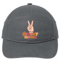 Retro Vintage Groovy Mama Peace Sign 7-Panel Snapback Hat