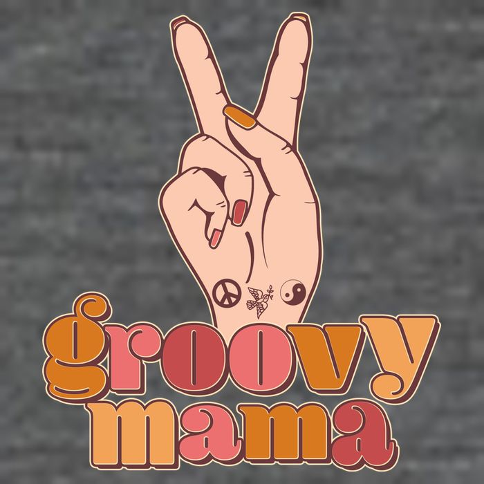 Retro Vintage Groovy Mama Peace Sign 7-Panel Snapback Hat