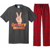 Retro Vintage Groovy Mama Peace Sign Pajama Set