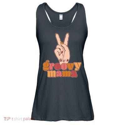 Retro Vintage Groovy Mama Peace Sign Ladies Essential Flowy Tank