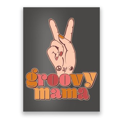 Retro Vintage Groovy Mama Peace Sign Poster