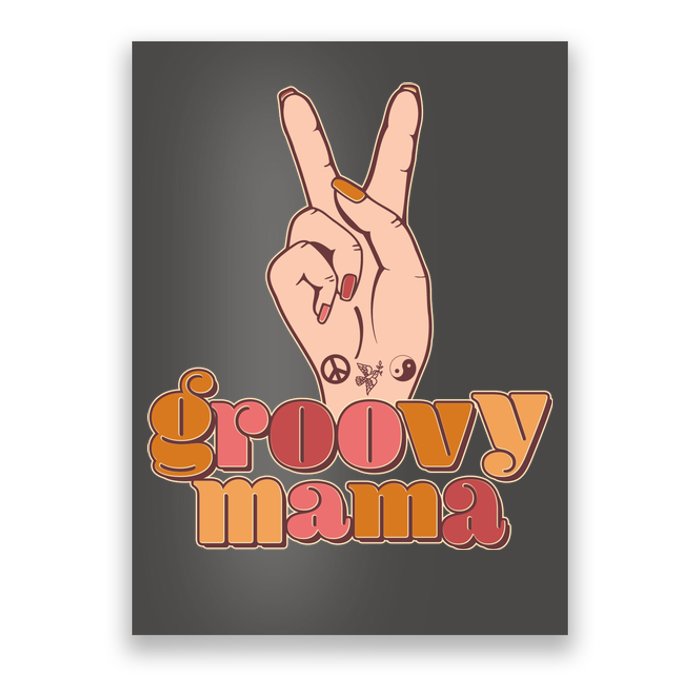 Retro Vintage Groovy Mama Peace Sign Poster