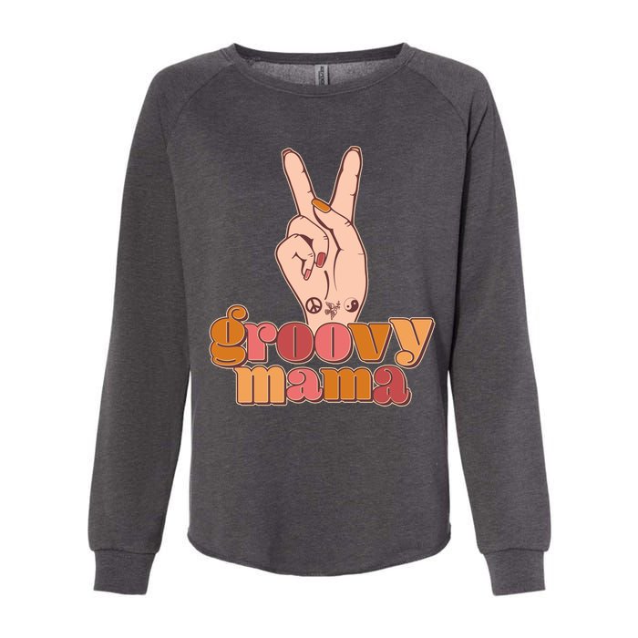 Retro Vintage Groovy Mama Peace Sign Womens California Wash Sweatshirt