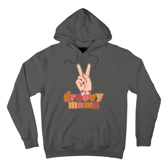 Retro Vintage Groovy Mama Peace Sign Tall Hoodie