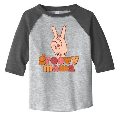 Retro Vintage Groovy Mama Peace Sign Toddler Fine Jersey T-Shirt