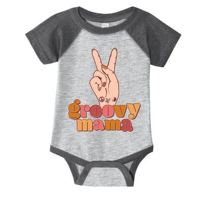 Retro Vintage Groovy Mama Peace Sign Infant Baby Jersey Bodysuit