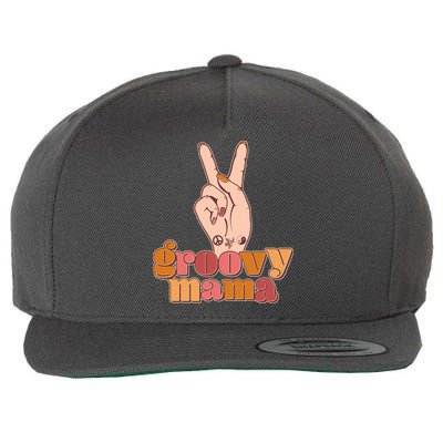 Retro Vintage Groovy Mama Peace Sign Wool Snapback Cap