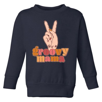 Retro Vintage Groovy Mama Peace Sign Toddler Sweatshirt