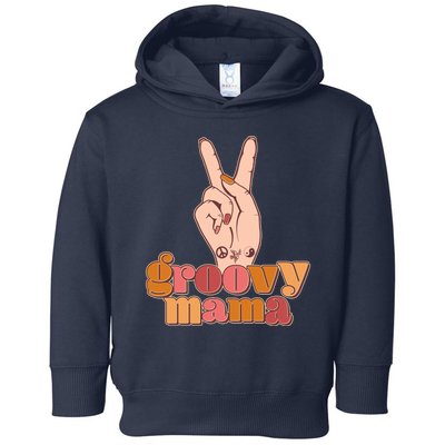 Retro Vintage Groovy Mama Peace Sign Toddler Hoodie