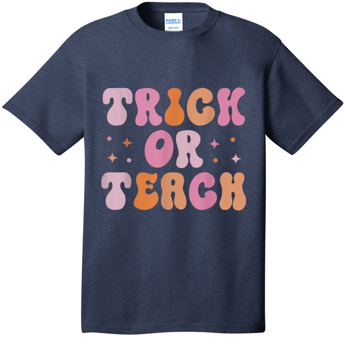 Retro Vintage Groovy Trick Or Teach Halloween Teacher Life T-Shirt