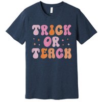 Retro Vintage Groovy Trick Or Teach Halloween Teacher Life Premium T-Shirt